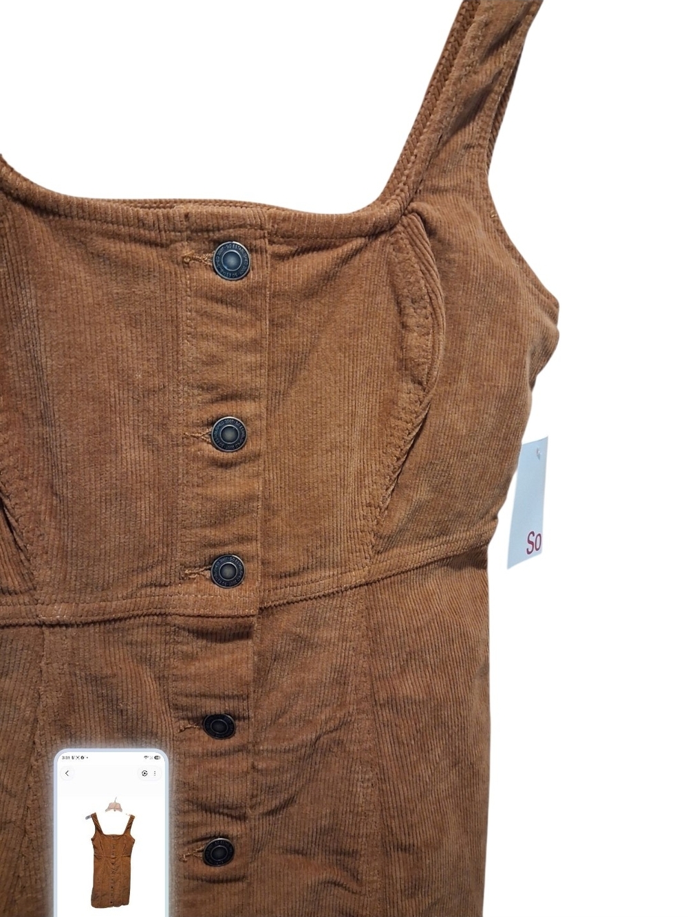 Kohl's Rust Brown Button-Front Mini Dress - Picture 2 of 4